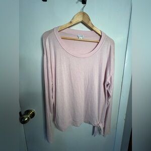 J. by J. Crew Shirt Scoop Neck Long Sleeve Pale Pink Knit Side Tie Women’s XL